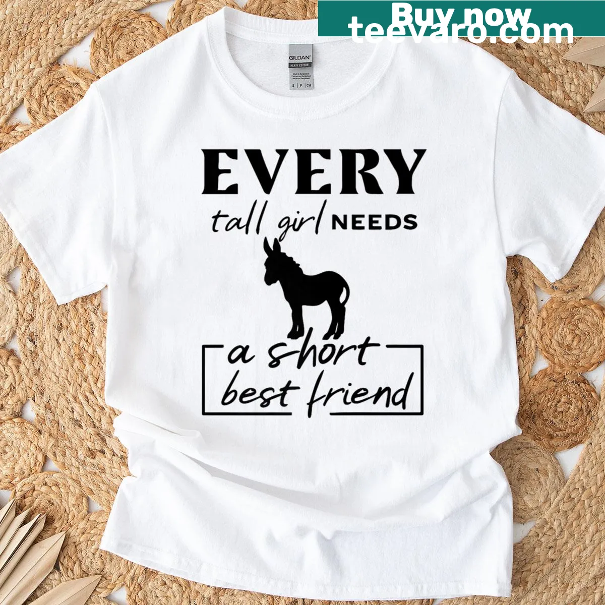 Cute T-shirt featuring a miniature donkey and friendship theme — on a men's t-shirt
