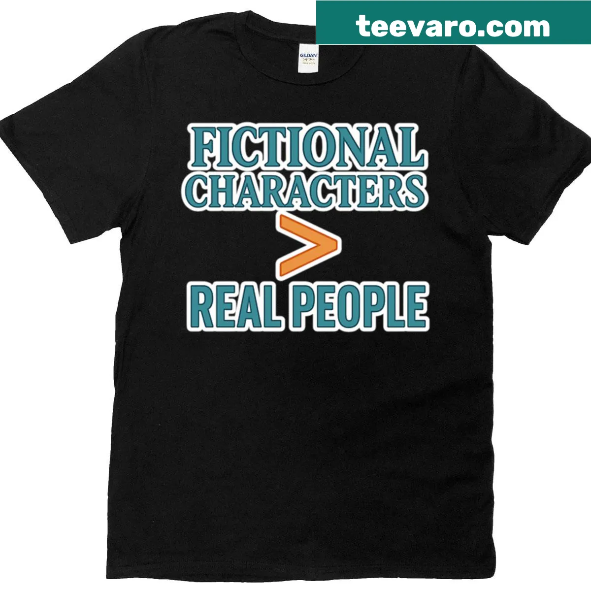 Oversized t-shirt with bookish humor about fictional characters — on a men's t-shirt