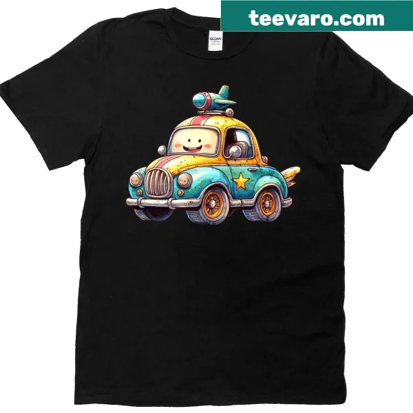 Cute car graphic T-shirt with a whimsical design for teens