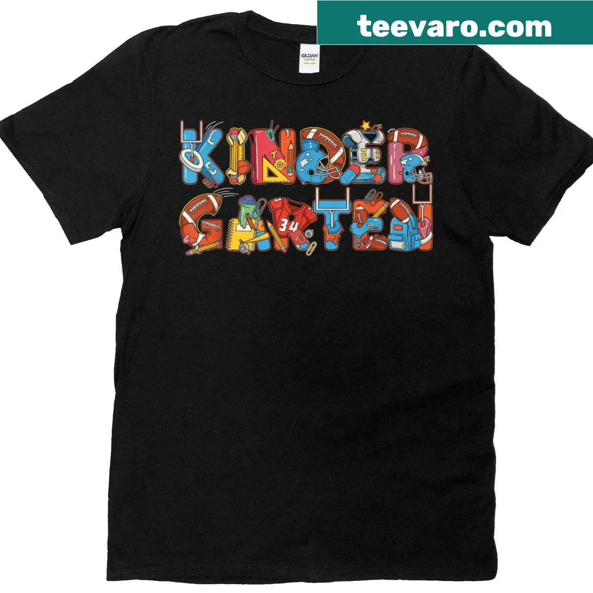 Illustrated funny football design for kids' back to school T-shirt — on a men's t-shirt