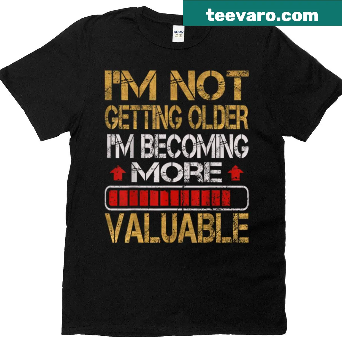 Funny dad t-shirt with bold 'I'm Not Getting Older' graphic — on a men's t-shirt