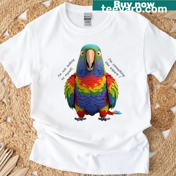 Humorous parrot graphic T-shirt