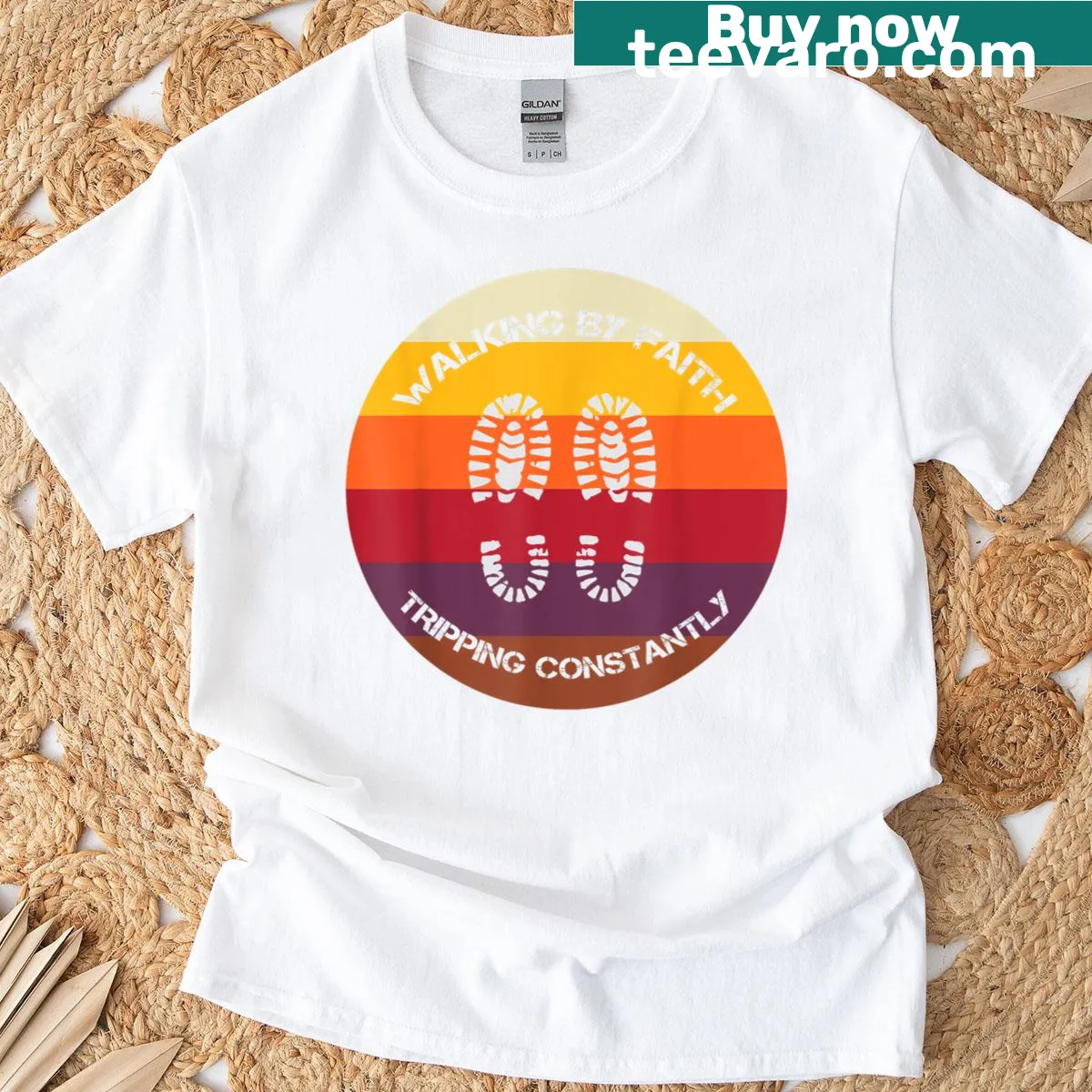 Vintage faith-inspired t-shirt with an inspirational quote — on a men's t-shirt