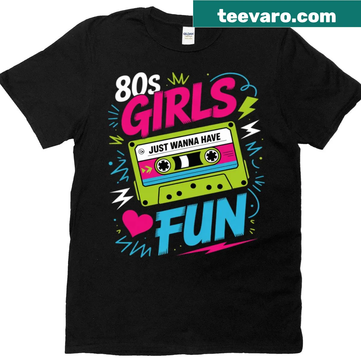 Retro 80s T-shirt with playful typography — on a men's t-shirt