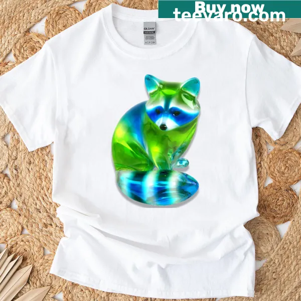 Illustrative T-shirt featuring a playful raccoon design