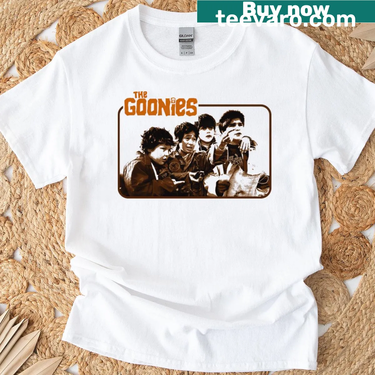 Goonies-themed T-shirt celebrating childhood adventures — on a men's t-shirt