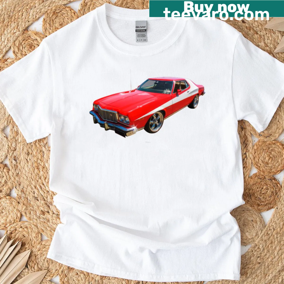 Vintage t-shirt featuring a Gran Torino graphic — on a men's t-shirt