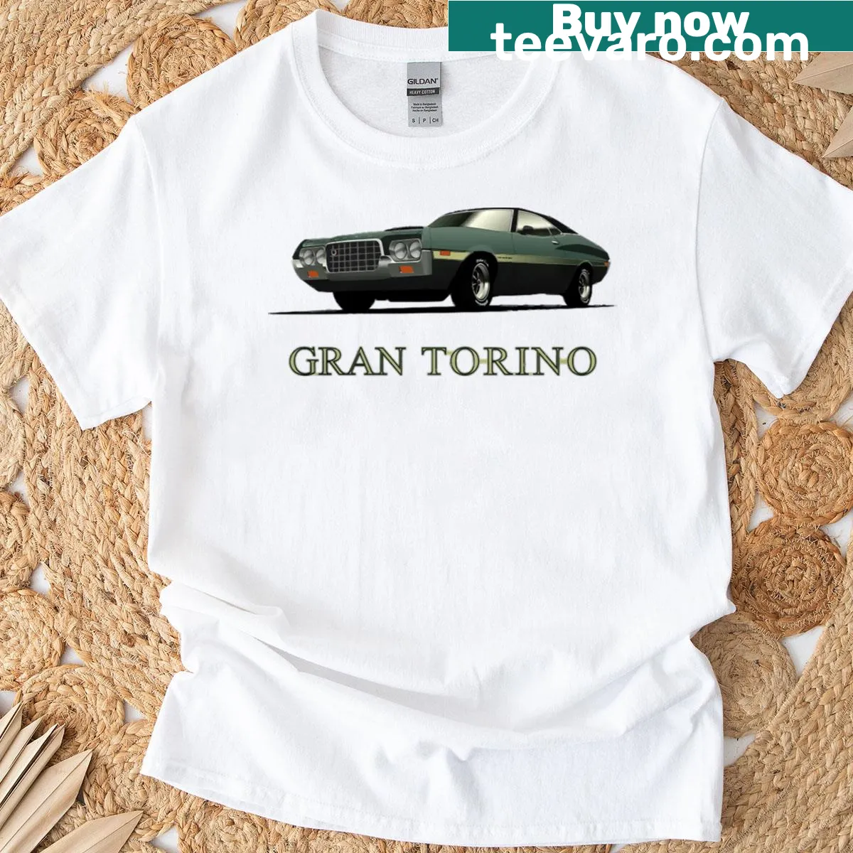 Gran Torino themed t-shirt celebrating vintage automobiles — on a men's t-shirt