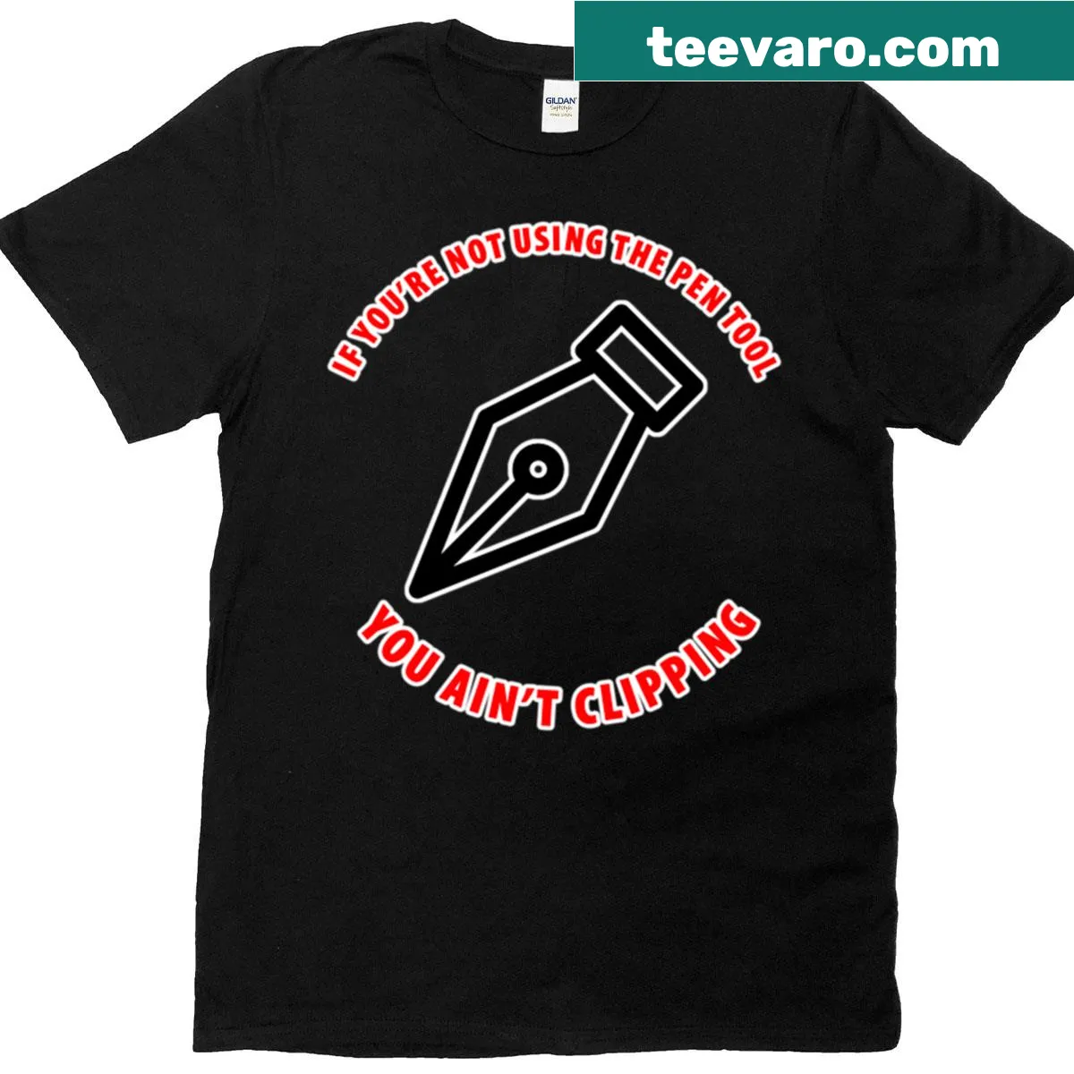 Oversized t-shirt with humorous text about graphic designers. — on a men's t-shirt