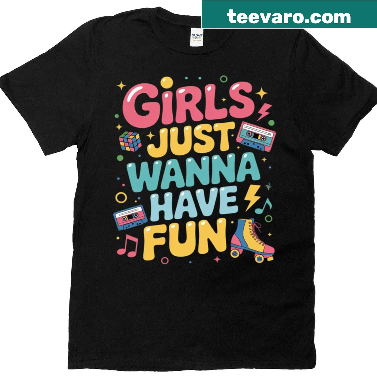 Retro 1980s inspired t-shirt with fun graphic — on a men's t-shirt
