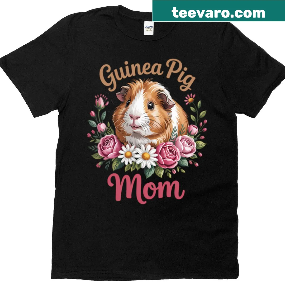 T-shirt declaring 'Guinea Pig Mom' for devoted pet owners. — on a men's t-shirt
