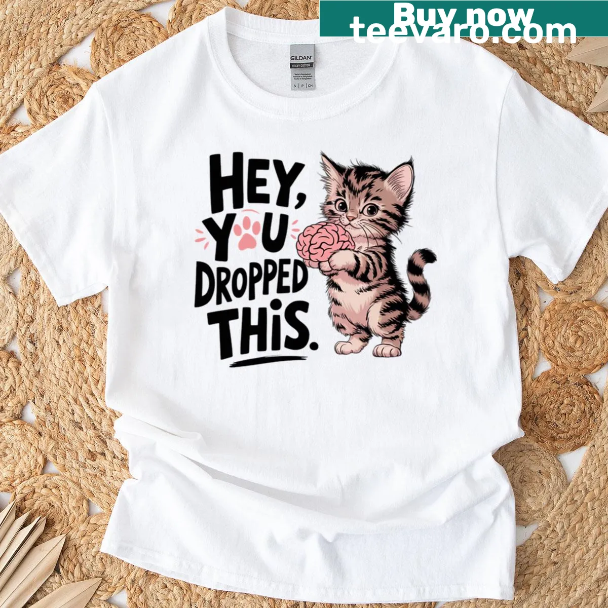 Funny cat meme graphic tee that humorously states 'Hey You Dropped This' — on a men's t-shirt