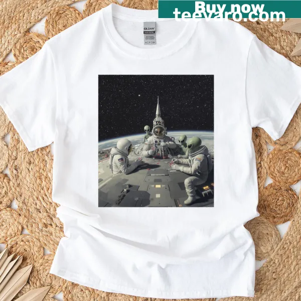 Inspirational space-themed text on t-shirt