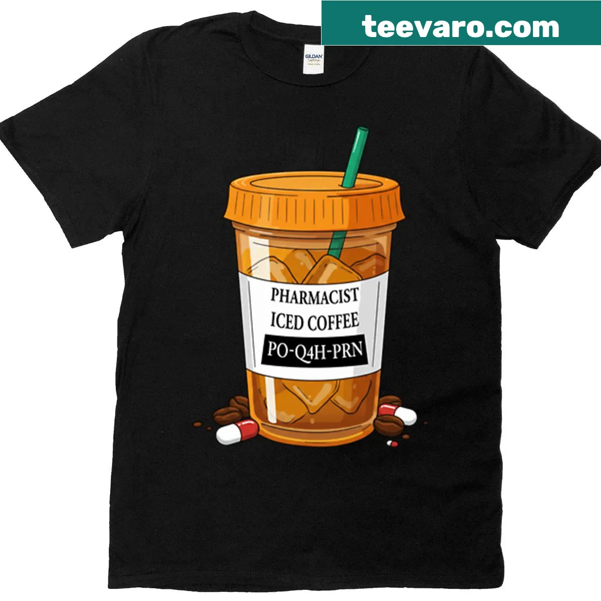 Funny pharmacist-themed t-shirt with the phrase about surviving shifts — on a men's t-shirt