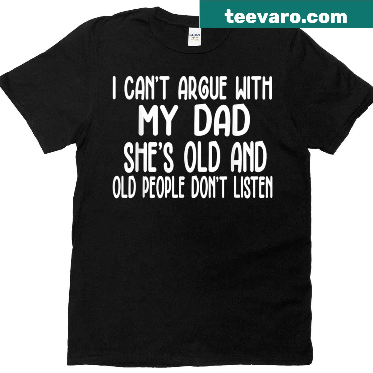 Funny T-shirt with the saying about arguing with an old dad — on a men's t-shirt