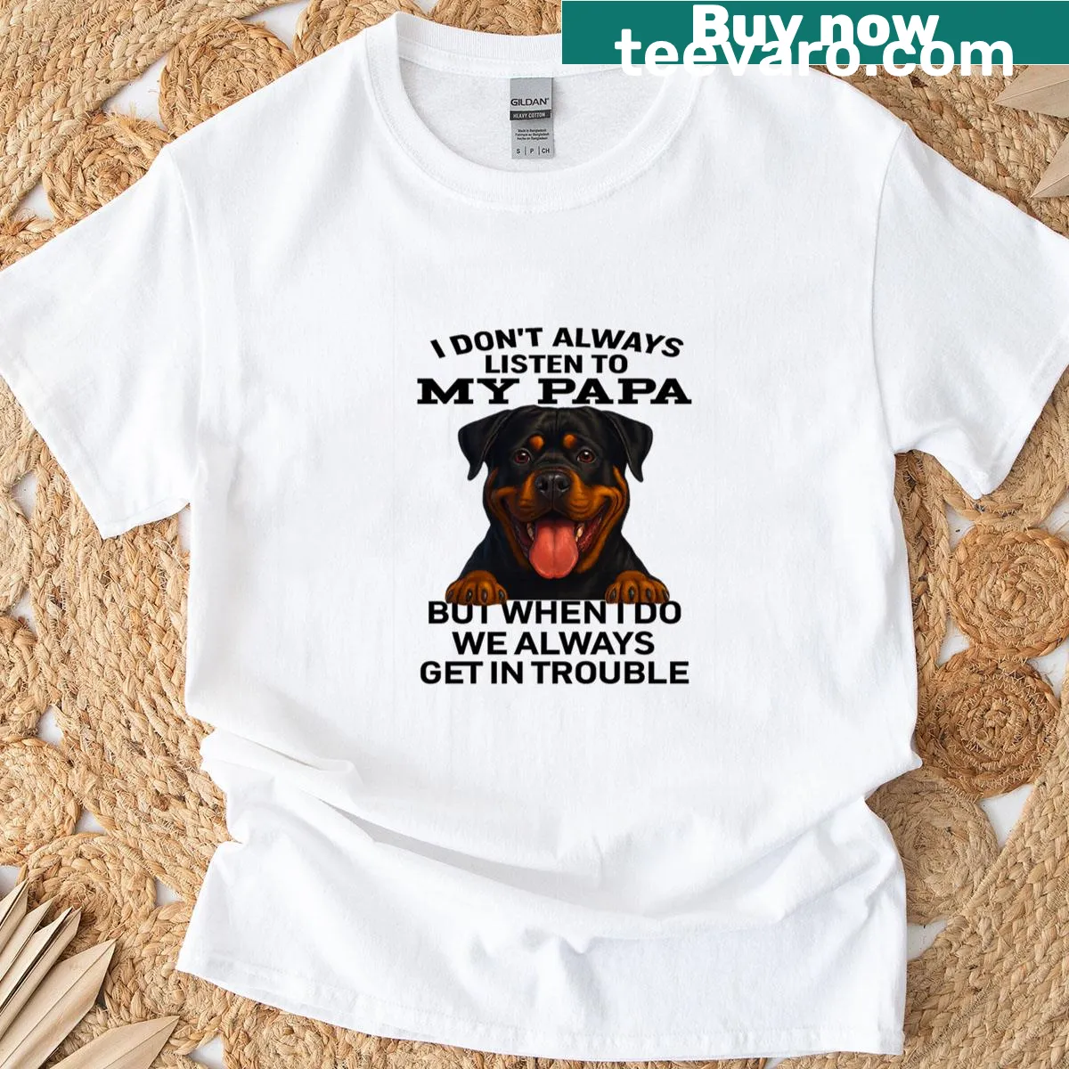 Funny T-shirt about getting in trouble with Papa — on a men's t-shirt