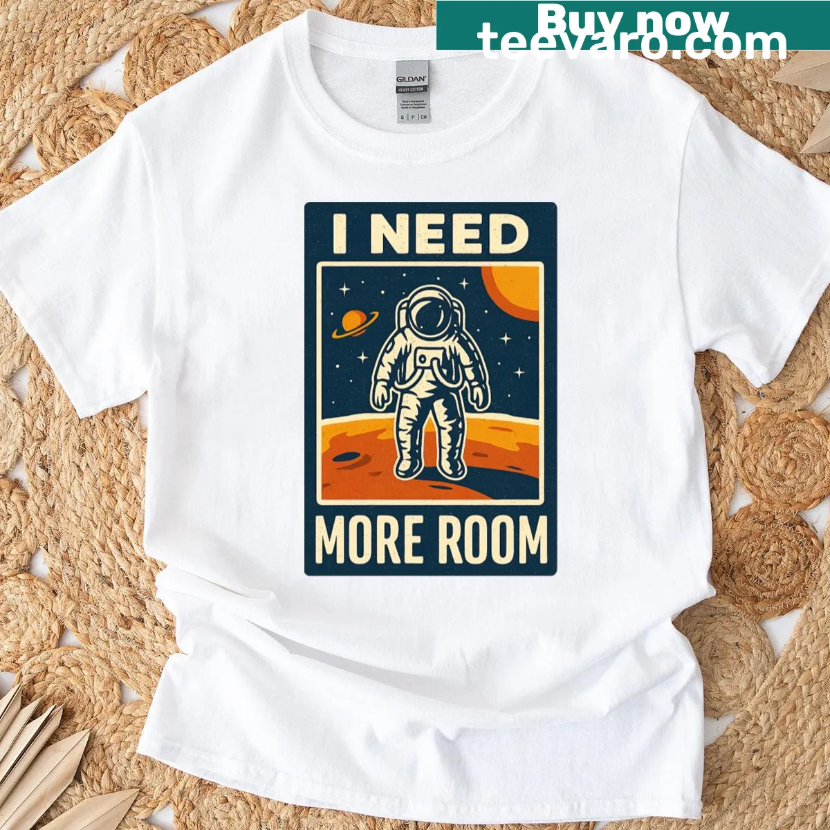 Funny retro astronaut graphic with the phrase 'I Need More Room'. — on a men's t-shirt