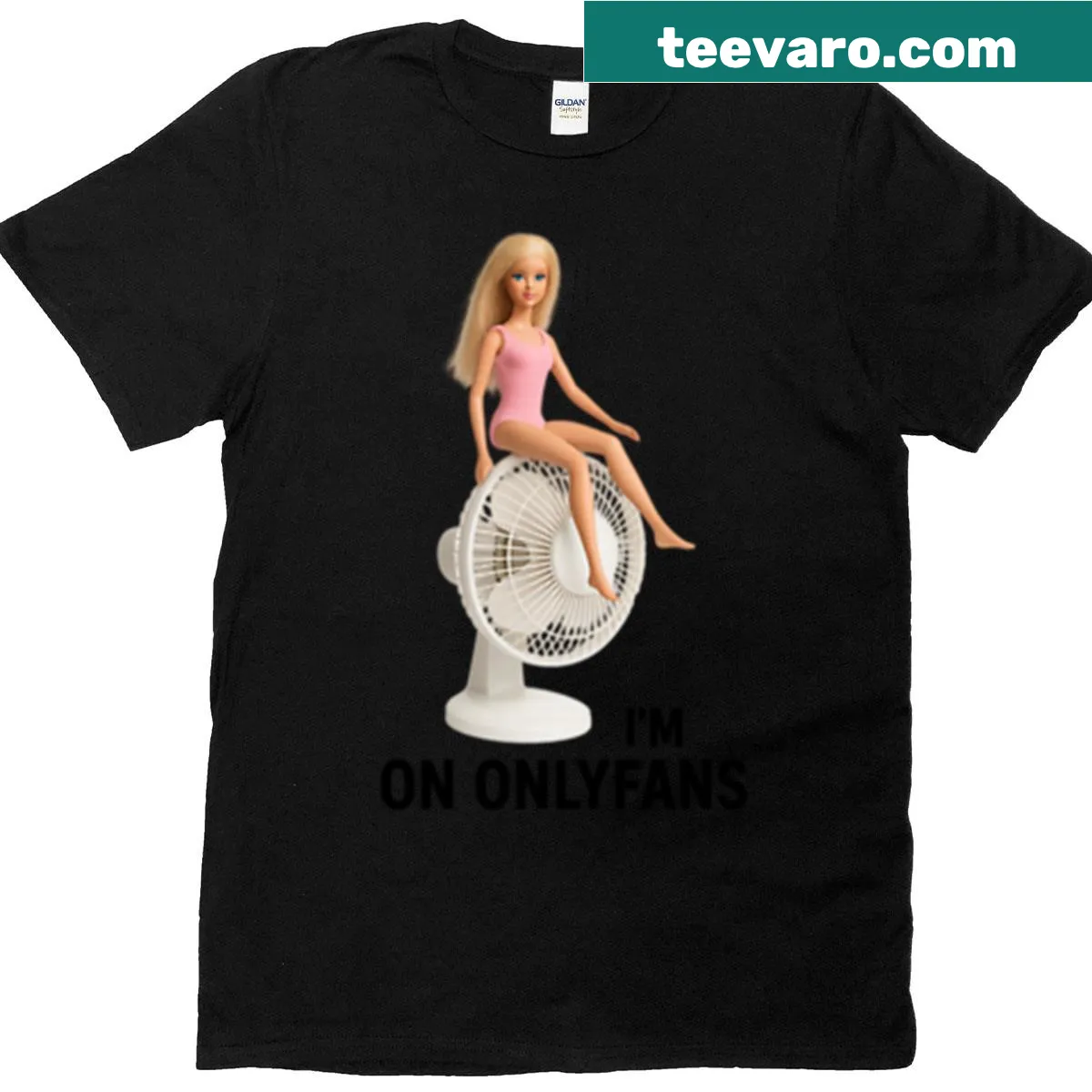 Humorous t-shirt stating I'm On Onlyfans — on a men's t-shirt