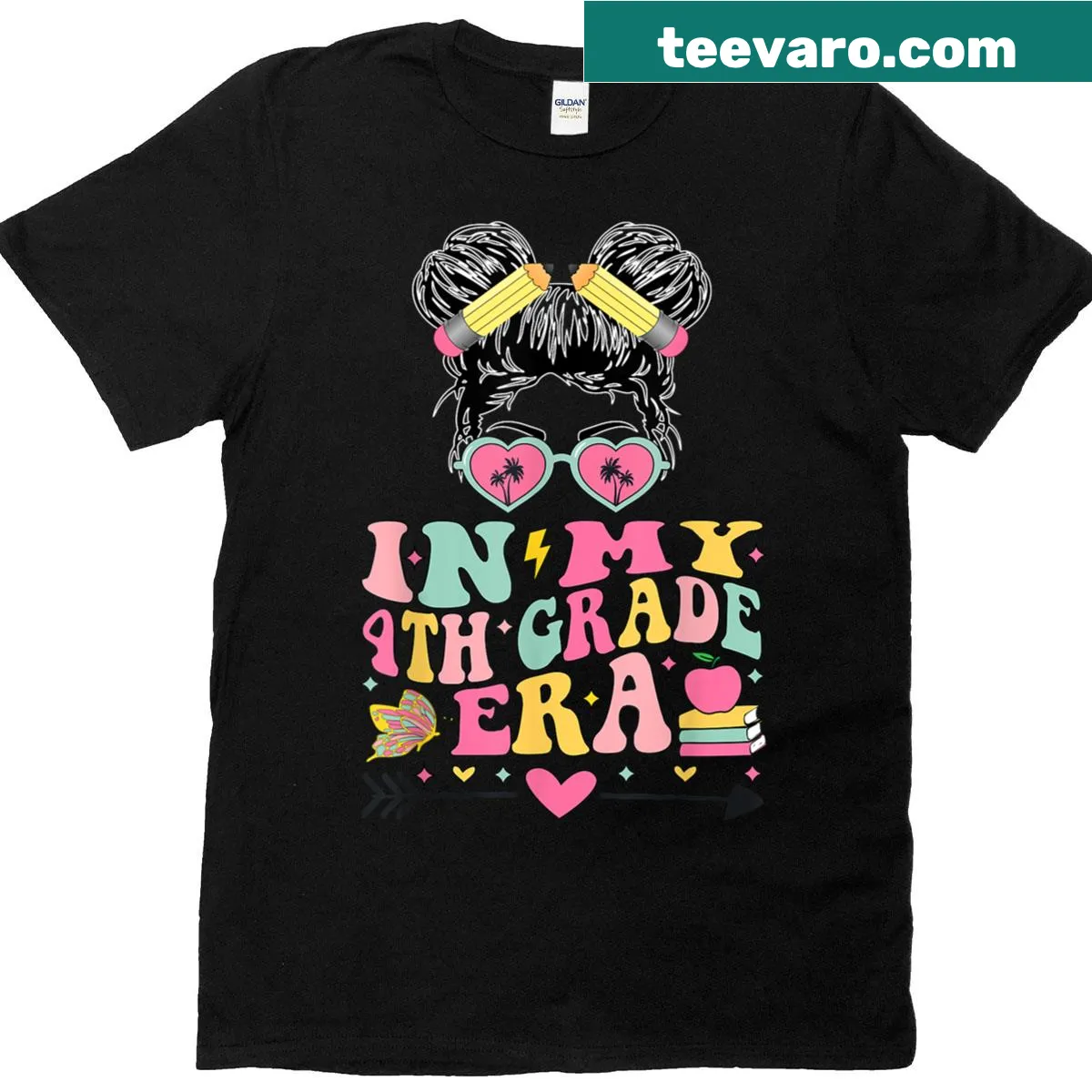 Typography T-shirt celebrating fourth grade era for teachers — on a men's t-shirt