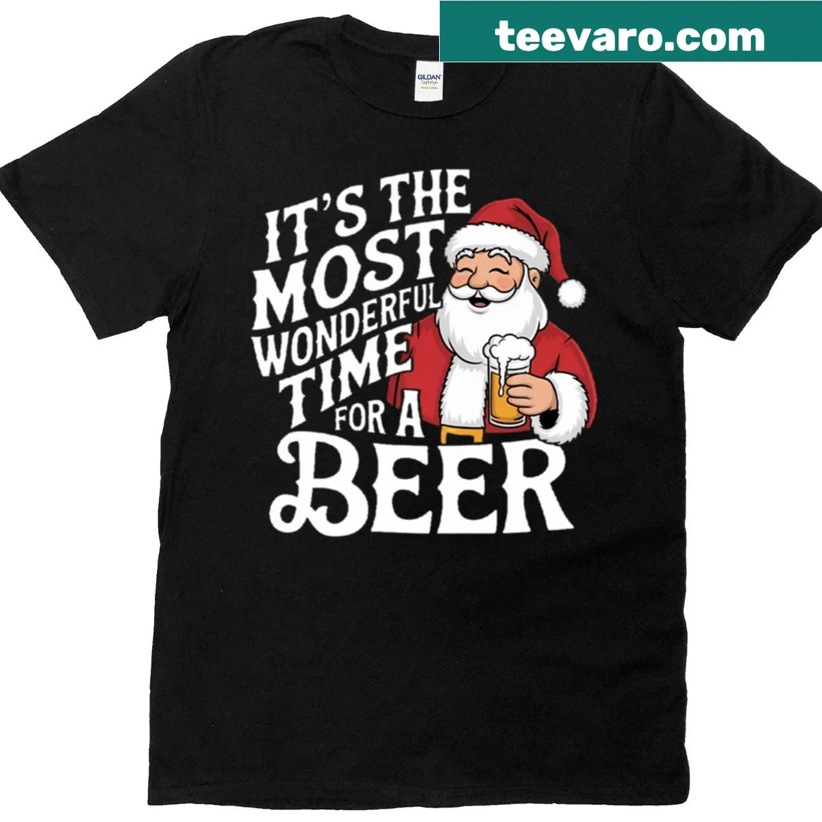 Cartoon Santa graphic t-shirt with an inappropriate twist — on a men's t-shirt
