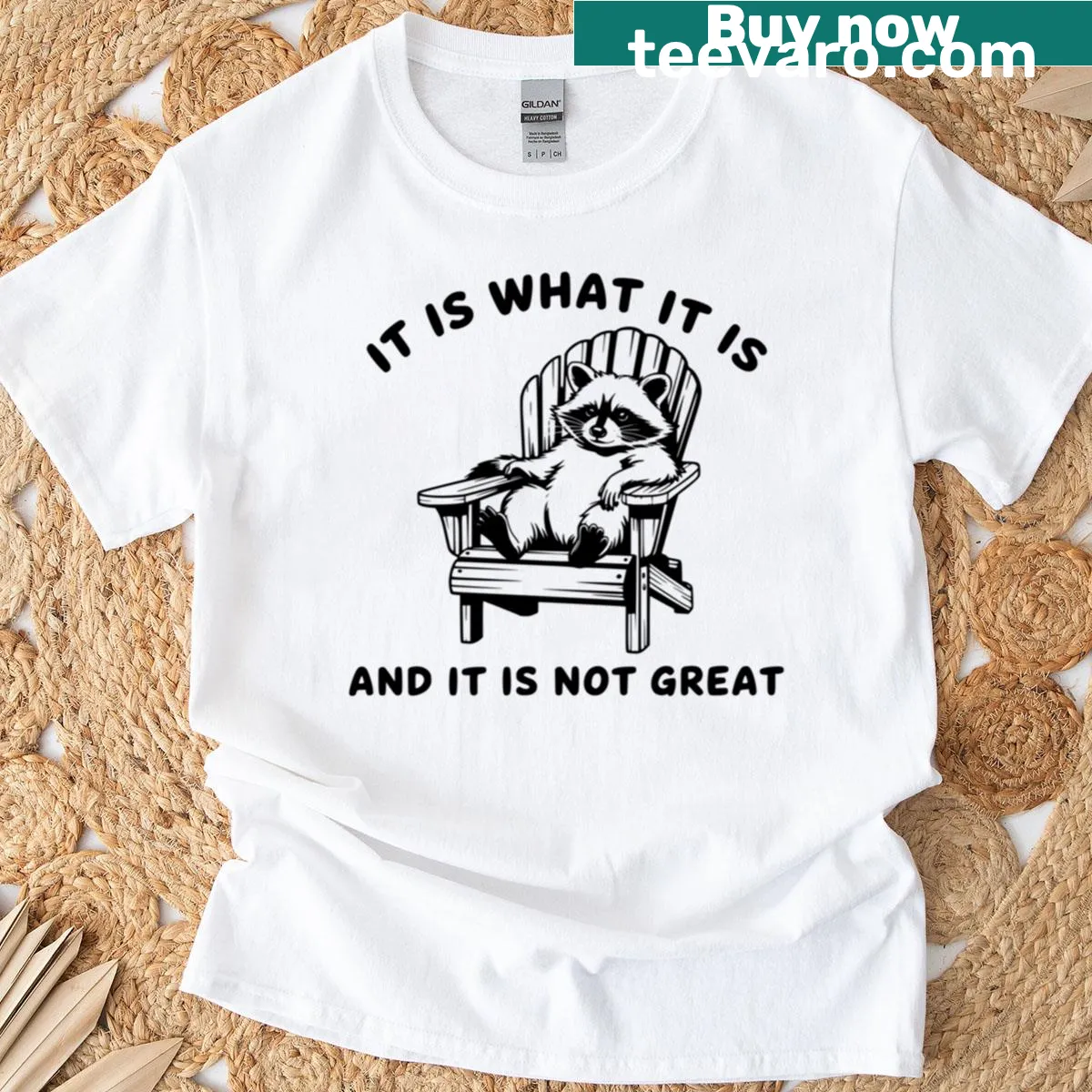 Oversized shirt with sarcastic text about life — on a men's t-shirt
