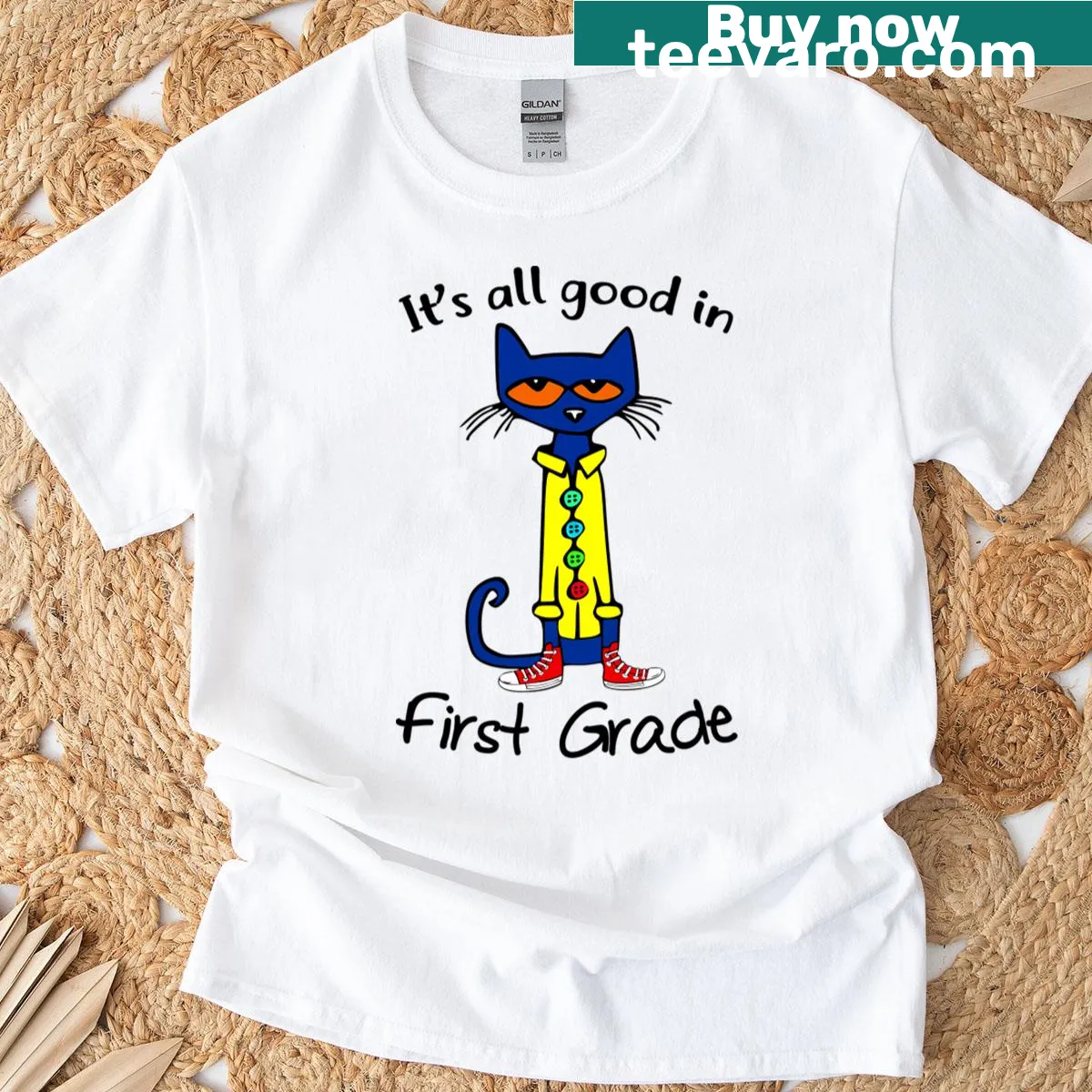 T-shirt with positive message about first grade — on a men's t-shirt