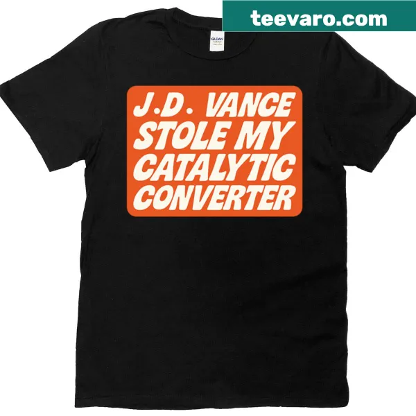 Graphic T-shirt with humorous phrase about catalytic converters