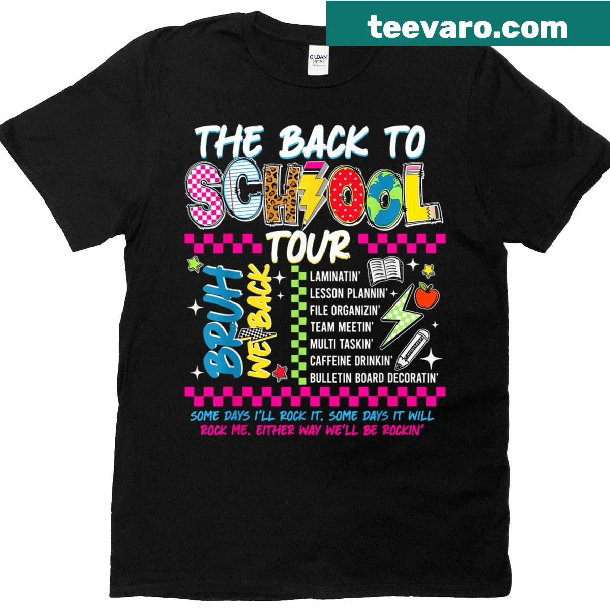 Humorous back-to-school T-shirt for teachers with lightning bolt design — on a men's t-shirt