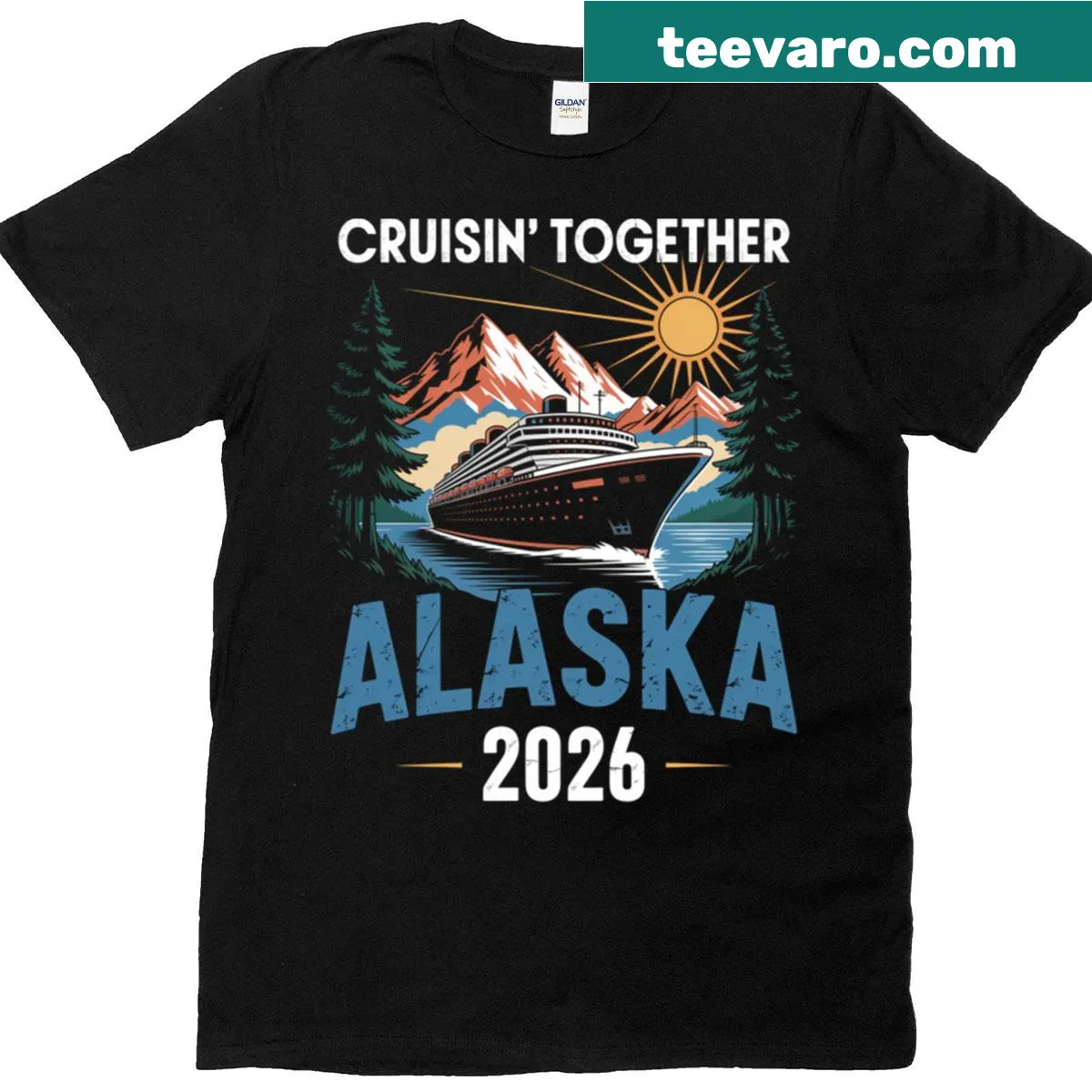 Illustration for an Alaska cruise group trip on a classic T-shirt — on a men's t-shirt