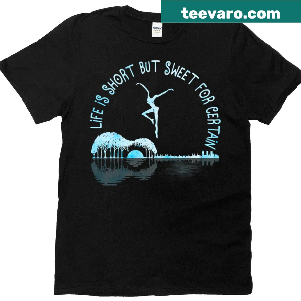 Inspirational music lover t-shirt with guitar-themed message. — on a men's t-shirt