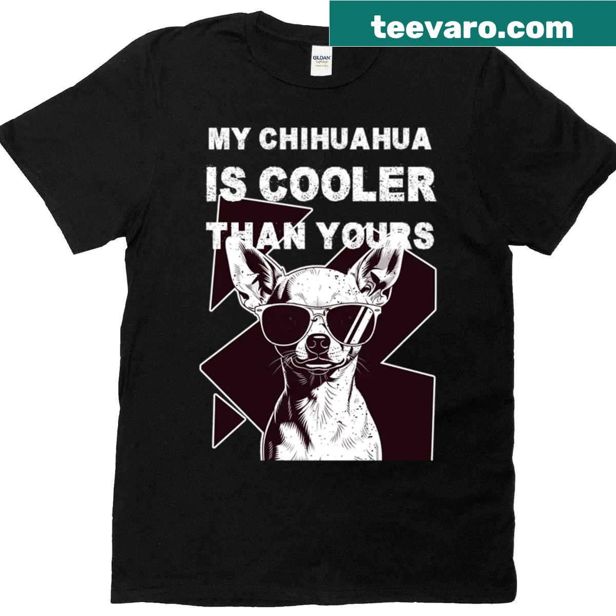 Funny oversized T-shirt for dog lovers featuring Chihuahua humor. — on a men's t-shirt