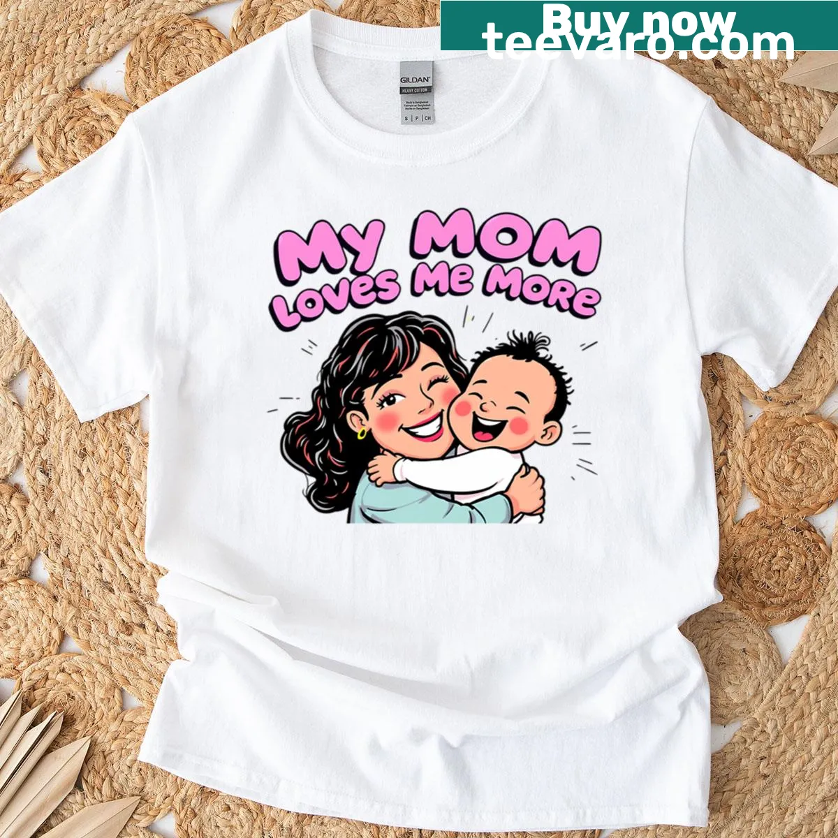 Adorable mother-child illustration on oversized T-shirt — on a men's t-shirt