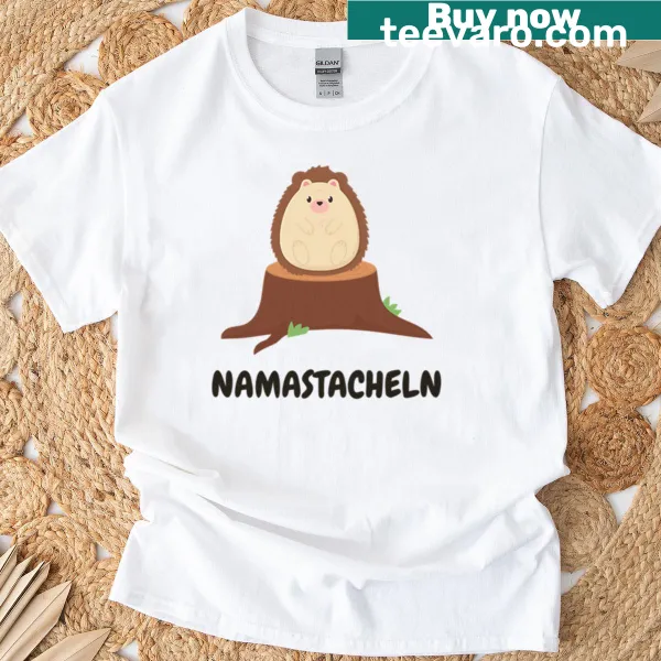 Whimsical hedgehog illustration on T-shirt promoting mindfulness