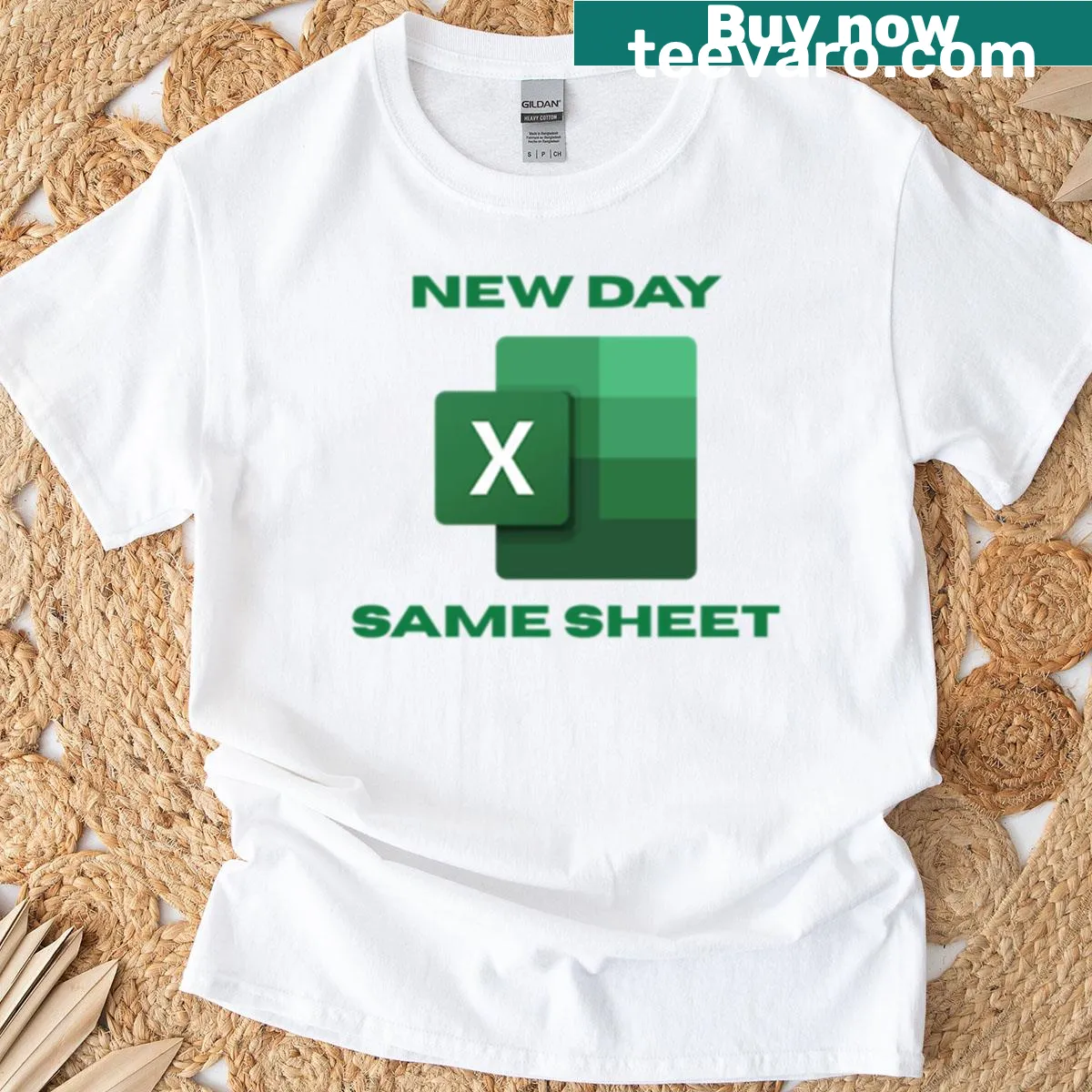 Funny Excel meme t-shirt with clever text design — on a men's t-shirt
