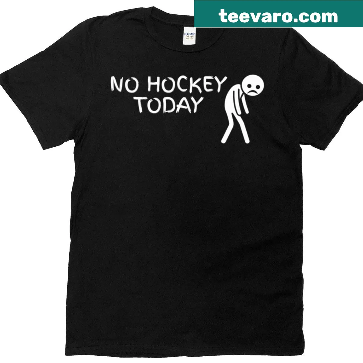 Funny hockey lover t-shirt with bold text saying No Hockey Today — on a men's t-shirt