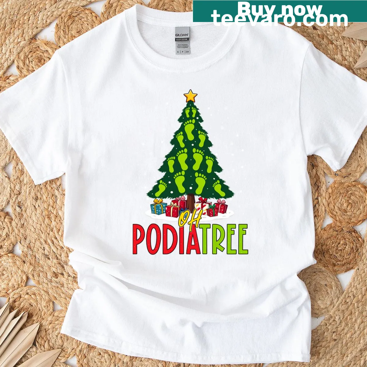Humorous T-shirt with the phrase 'Oh Podiatree' for podiatry professionals — on a men's t-shirt