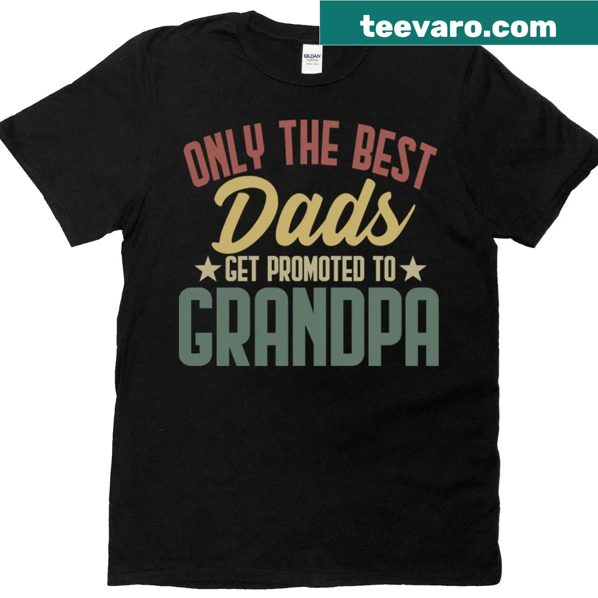 T-shirt stating ‘Only The Best Dads Get Promoted To Grandpa’ — on a men's t-shirt