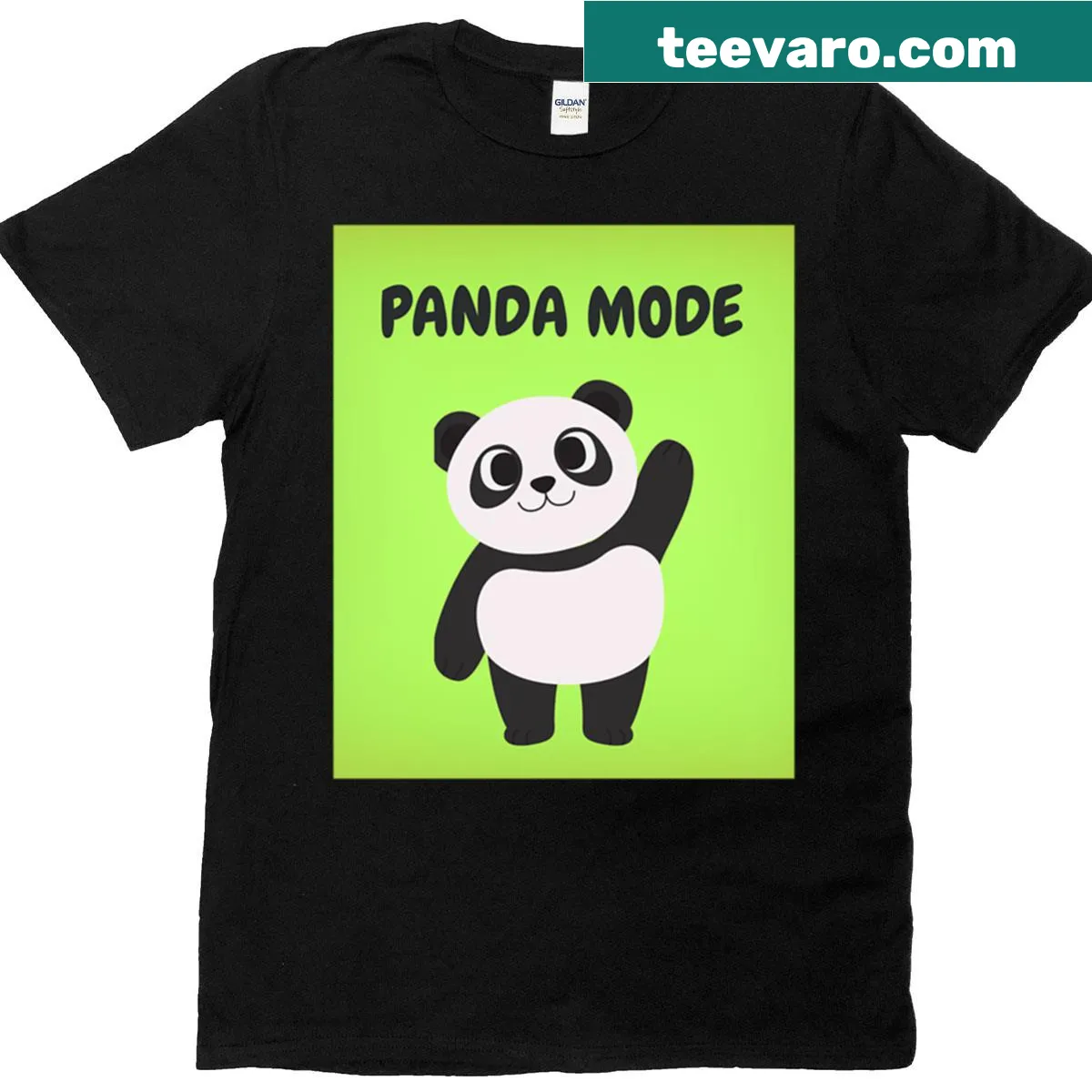 Cute panda graphic t-shirt with 'Panda Mode Activated' text — on a men's t-shirt