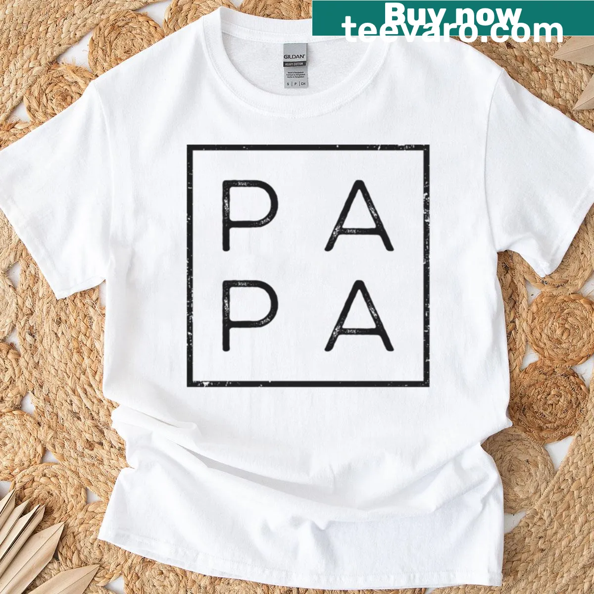 T-shirt featuring the word 'Papa' in cheerful font — on a men's t-shirt