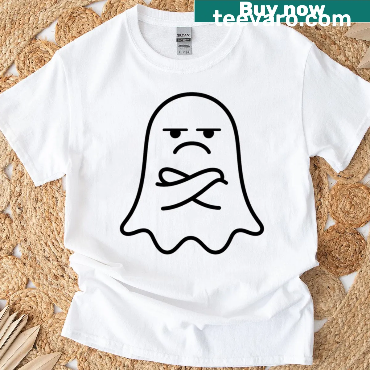 Sarcastic t-shirt featuring a ghost of disapproval design — on a men's t-shirt