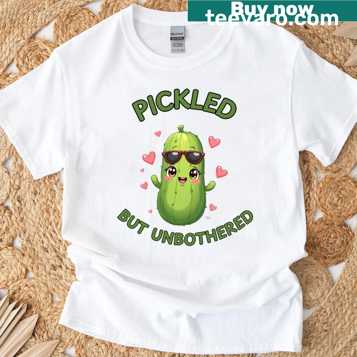 Funny 'Pickled But Unbothered' graphic t-shirt for relaxed wear. — on a men's t-shirt