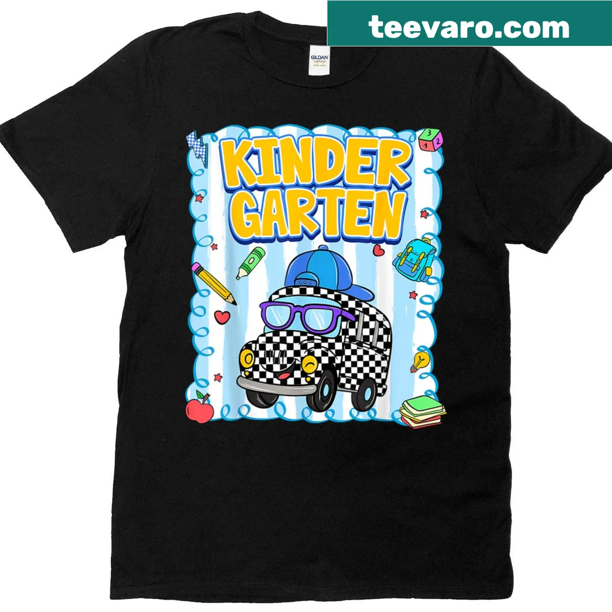 Illustration of a boy's first day of school on a t-shirt — on a men's t-shirt