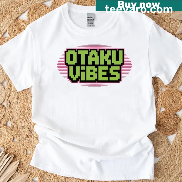 Retro Otaku T-shirt featuring pixelated anime art design.