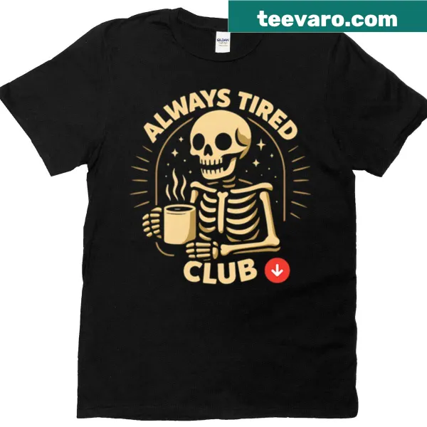 Skeleton guitarist graphic on a rock music themed T-shirt.