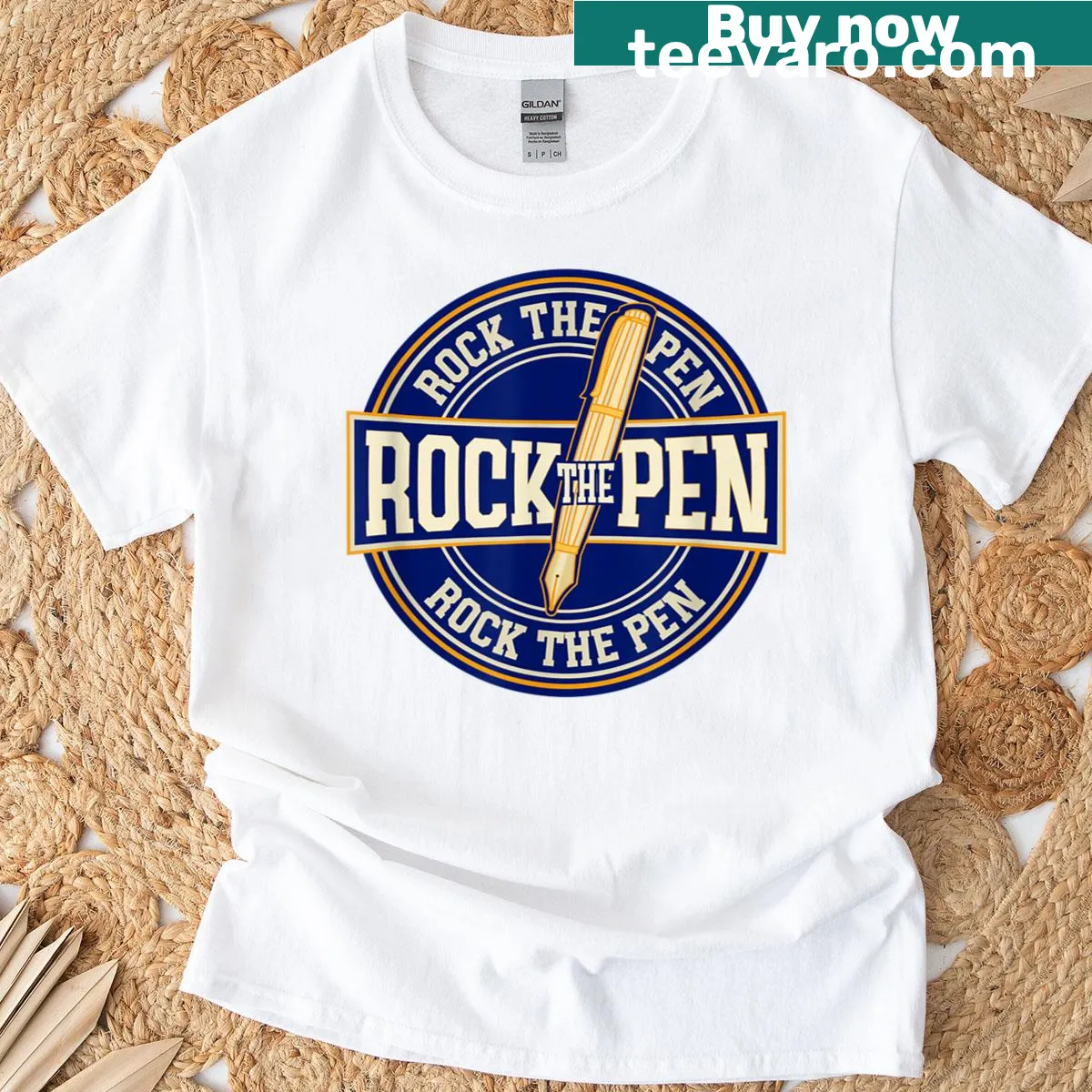 Playful typography T-shirt celebrating writing and creativity — on a men's t-shirt