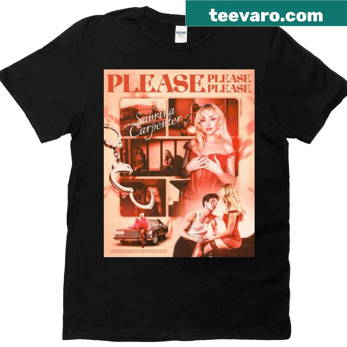 Sabrina Carpenter Tour 2025 T-shirt with dynamic artist name graphic — on a men's t-shirt