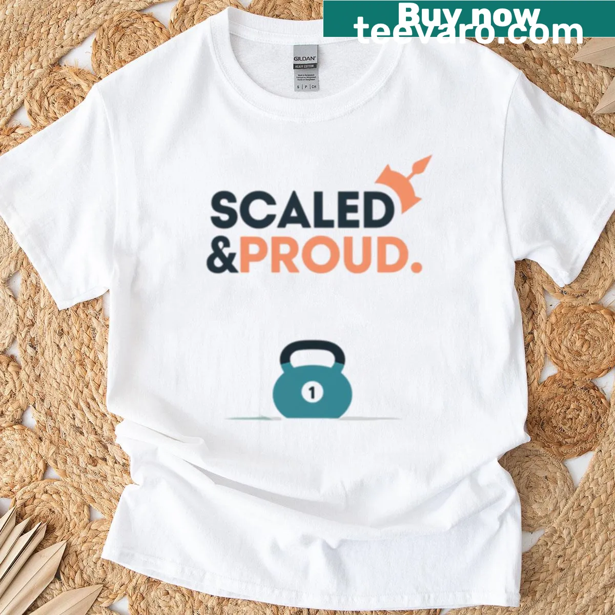 Funny gym quote design t-shirt with Scaled Proud text — on a men's t-shirt