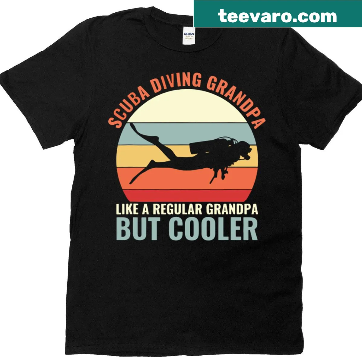 T-shirt with the phrase 'Like A Regular Grandpa But Er' celebrating scuba diving grandpas. — on a men's t-shirt
