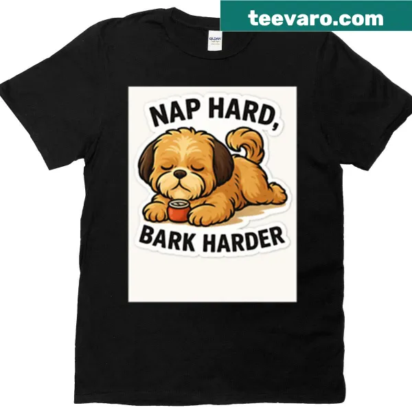 Shih Tzu puppy exploring the forest t-shirt with whimsical design