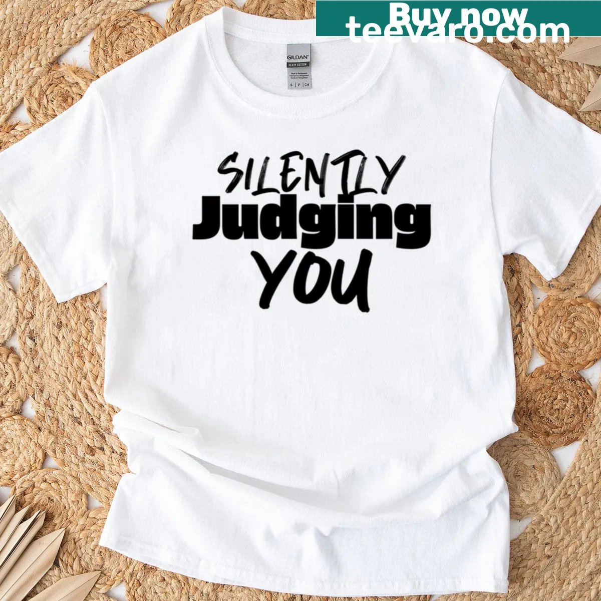 Sarcastic T-shirt with the phrase silently judging you — on a men's t-shirt